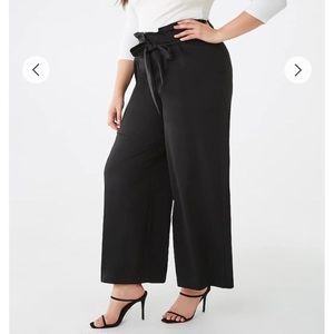 Forever 21 plus black wide leg paper bag pants